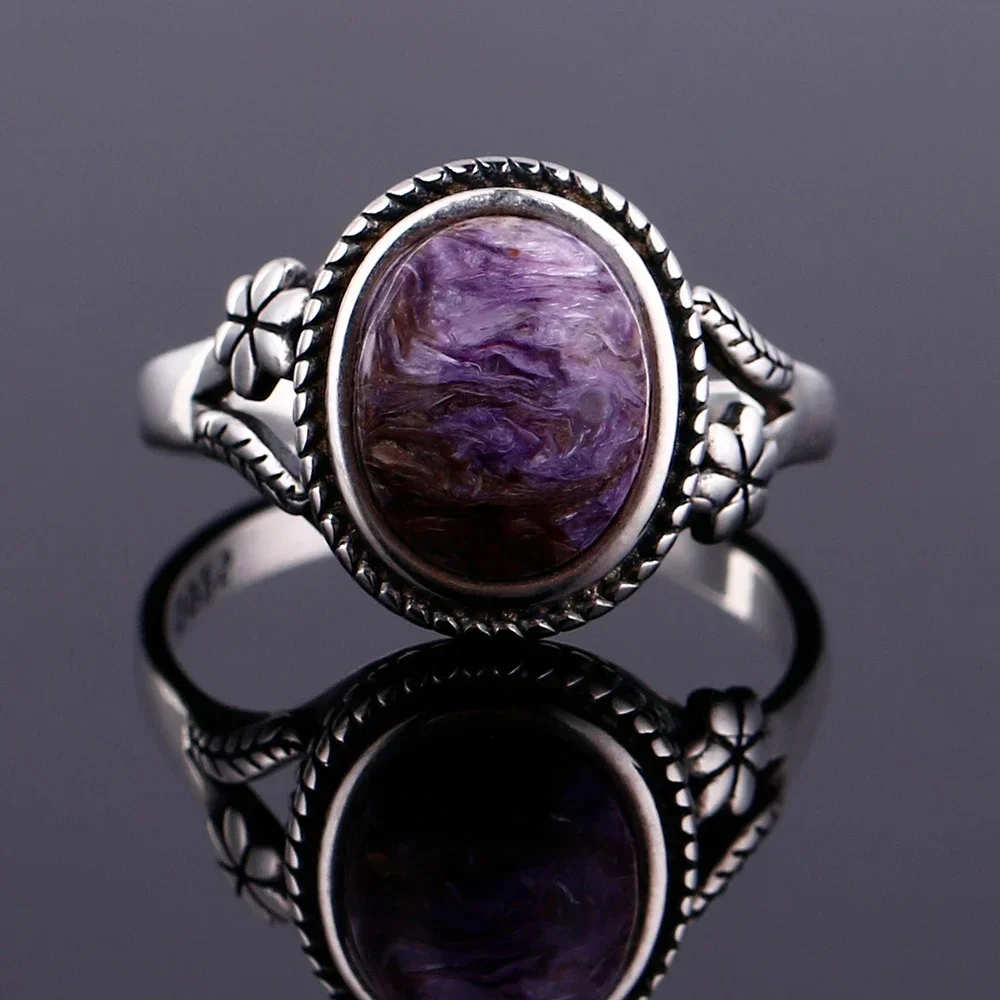 Vintage 925 Sterling Silver Natural Black Onyx 8*10mm Ring Flower Shaped Tiger's Eye Ring Fine Jewelry Finger Ring For Women Vintage 925 Sterling Silver Natural Black Onyx 8*10mm Ring Flower Shaped Tiger's Eye Ring Fine Jewelry Finger Ring For Women