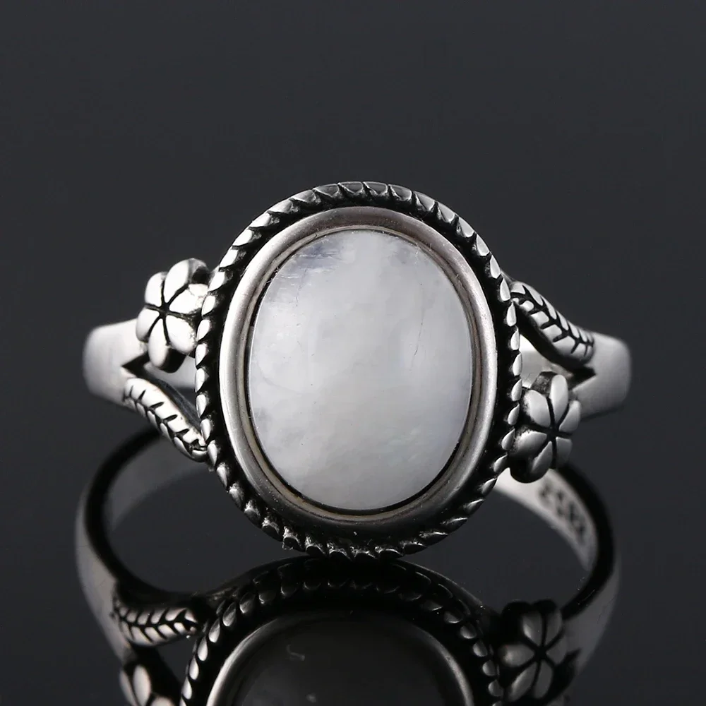Vintage 925 Sterling Silver Natural Black Onyx 8*10mm Ring Flower Shaped Tiger's Eye Ring Fine Jewelry Finger Ring For Women Vintage 925 Sterling Silver Natural Black Onyx 8*10mm Ring Flower Shaped Tiger's Eye Ring Fine Jewelry Finger Ring For Women