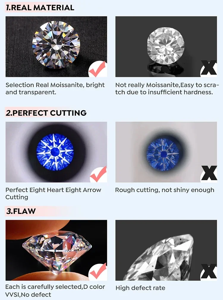 GRA Fashion Real Round Moissanite Diamond V-shaped Rings for Women Daily Wear Anniversary Party 925 Sterling Silver Fine Jewelry