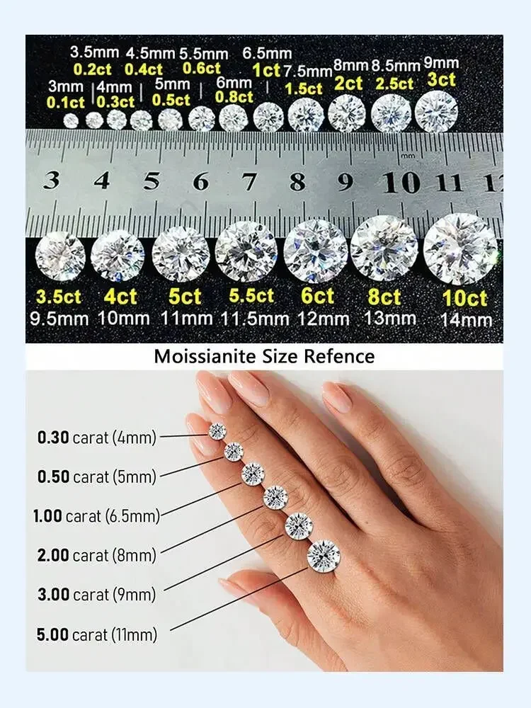 GRA Fashion Real Round Moissanite Diamond V-shaped Rings for Women Daily Wear Anniversary Party 925 Sterling Silver Fine Jewelry