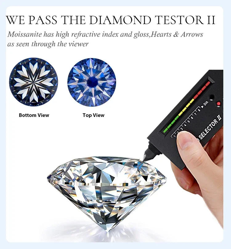 GRA Fashion Real Round Moissanite Diamond V-shaped Rings for Women Daily Wear Anniversary Party 925 Sterling Silver Fine Jewelry