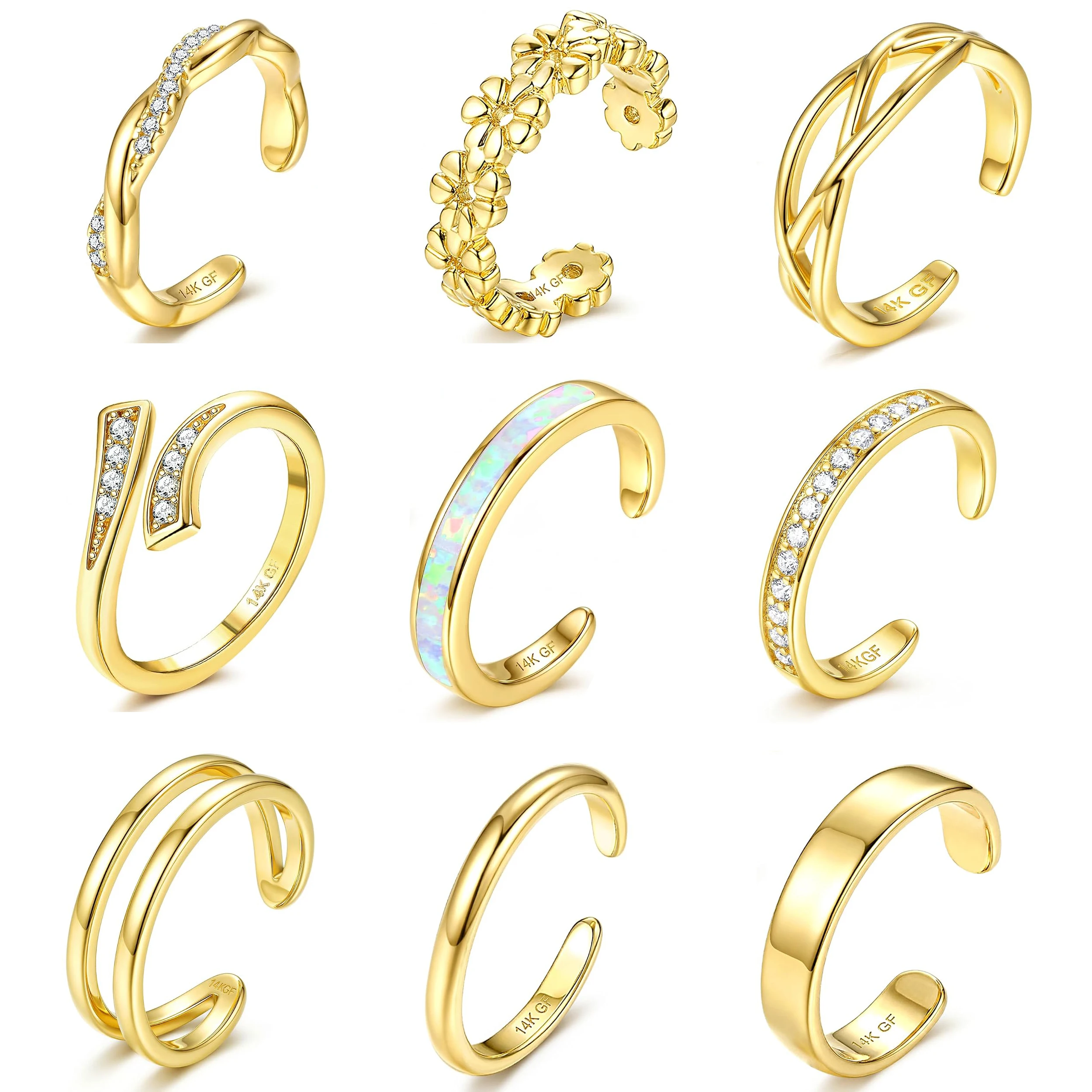 Drperfect 1/3Pcs 14K Gold Plated Toe Rings for Women Non Tarnish Toe Ring Adjustable CZ Dainty Toe Ring Summer Beach Foot Jewel Drperfect 1/3Pcs 14K Gold Plated Toe Rings for Women Non Tarnish Toe Ring Adjustable CZ Dainty Toe Ring Summer Beach Foot Jewel