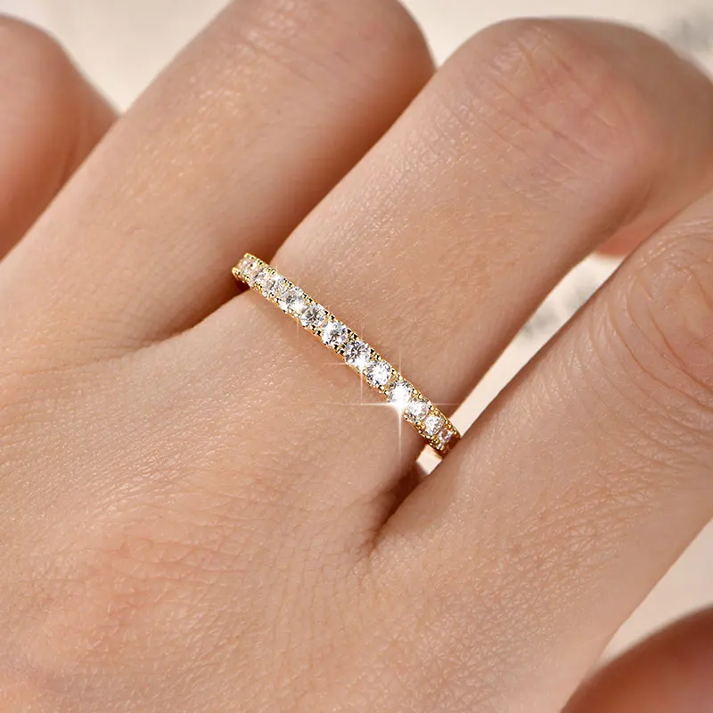 Lnngy 14k Gold Filled Wedding Band For Women Certified D Color VVS1 Lab Created 2mm Moissanite Eternity Ring Sparkling Jewelry Lnngy 14k Gold Filled Wedding Band For Women Certified D Color VVS1 Lab Created 2mm Moissanite Eternity Ring Sparkling Jewelry