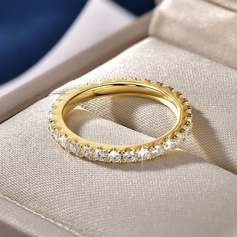 Lnngy 14k Gold Filled Wedding Band For Women Certified D Color VVS1 Lab Created 2mm Moissanite Eternity Ring Sparkling Jewelry Lnngy 14k Gold Filled Wedding Band For Women Certified D Color VVS1 Lab Created 2mm Moissanite Eternity Ring Sparkling Jewelry