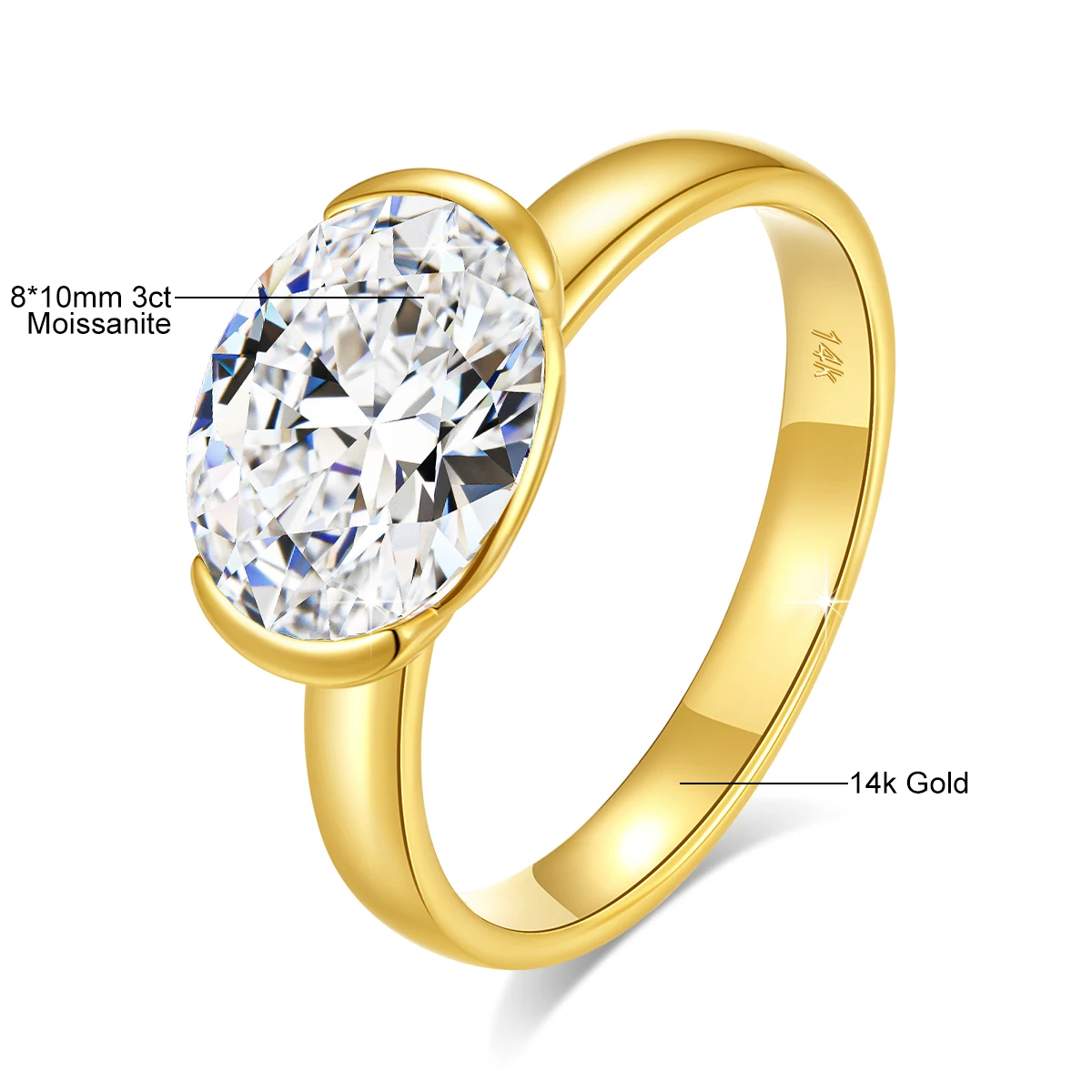 14K Gold Certified Oval Cut Moissanite Ring for Women Lab Created Diamond Engagement Wedding Yuan Bao Ring Jewelry Classic 14K Gold Certified Oval Cut Moissanite Ring for Women Lab Created Diamond Engagement Wedding Yuan Bao Ring Jewelry Classic