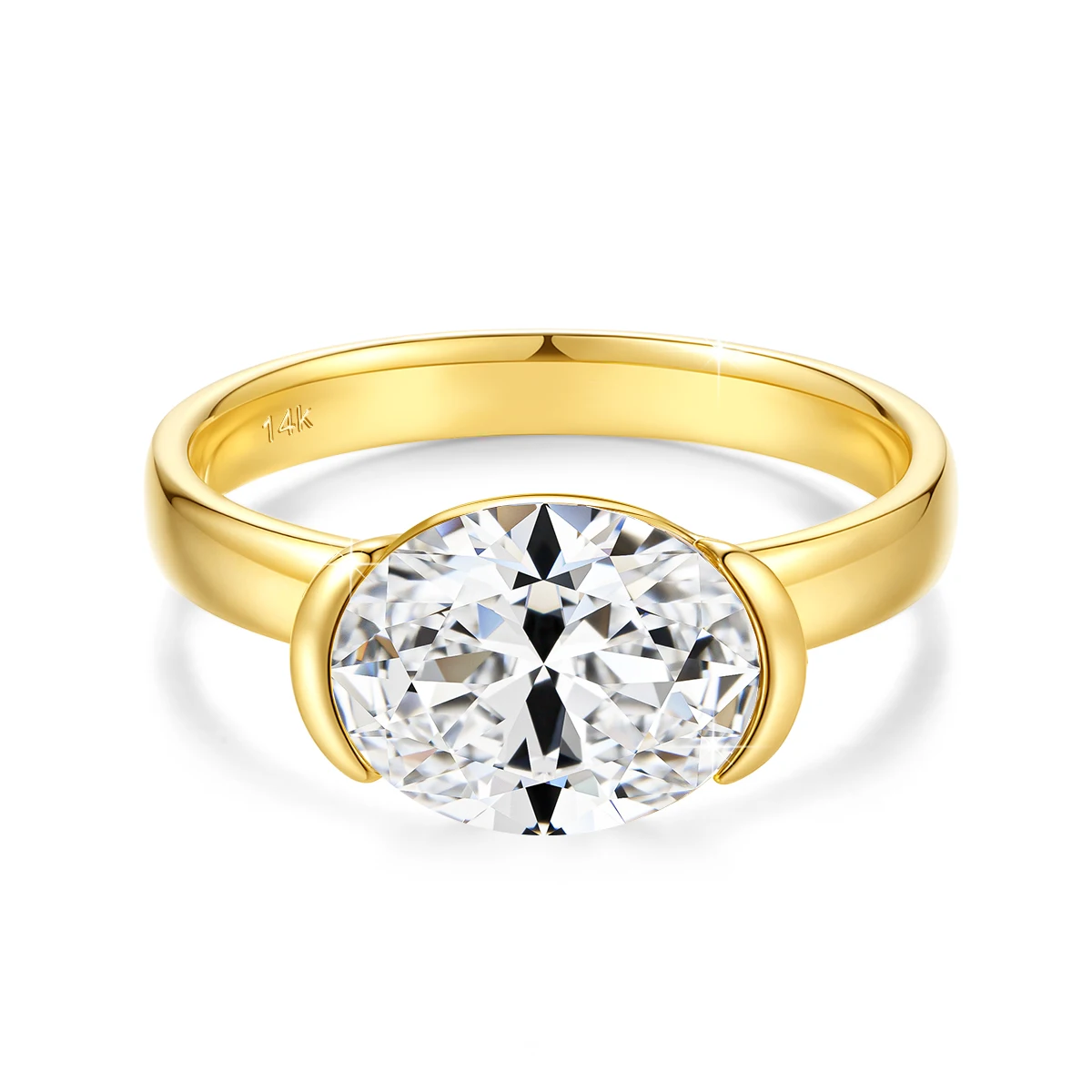 14K Gold Certified Oval Cut Moissanite Ring for Women Lab Created Diamond Engagement Wedding Yuan Bao Ring Jewelry Classic 14K Gold Certified Oval Cut Moissanite Ring for Women Lab Created Diamond Engagement Wedding Yuan Bao Ring Jewelry Classic