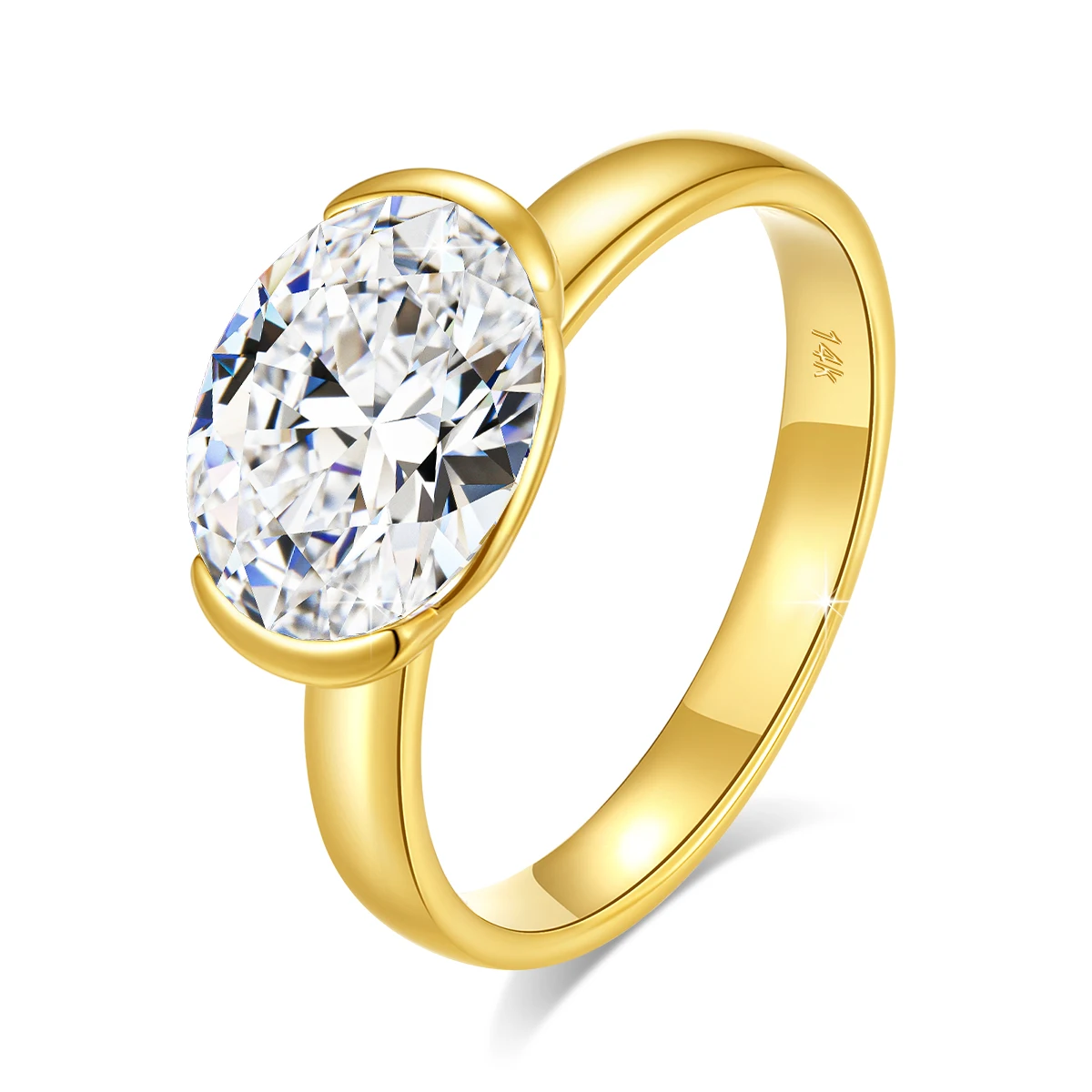14K Gold Certified Oval Cut Moissanite Ring for Women Lab Created Diamond Engagement Wedding Yuan Bao Ring Jewelry Classic 14K Gold Certified Oval Cut Moissanite Ring for Women Lab Created Diamond Engagement Wedding Yuan Bao Ring Jewelry Classic