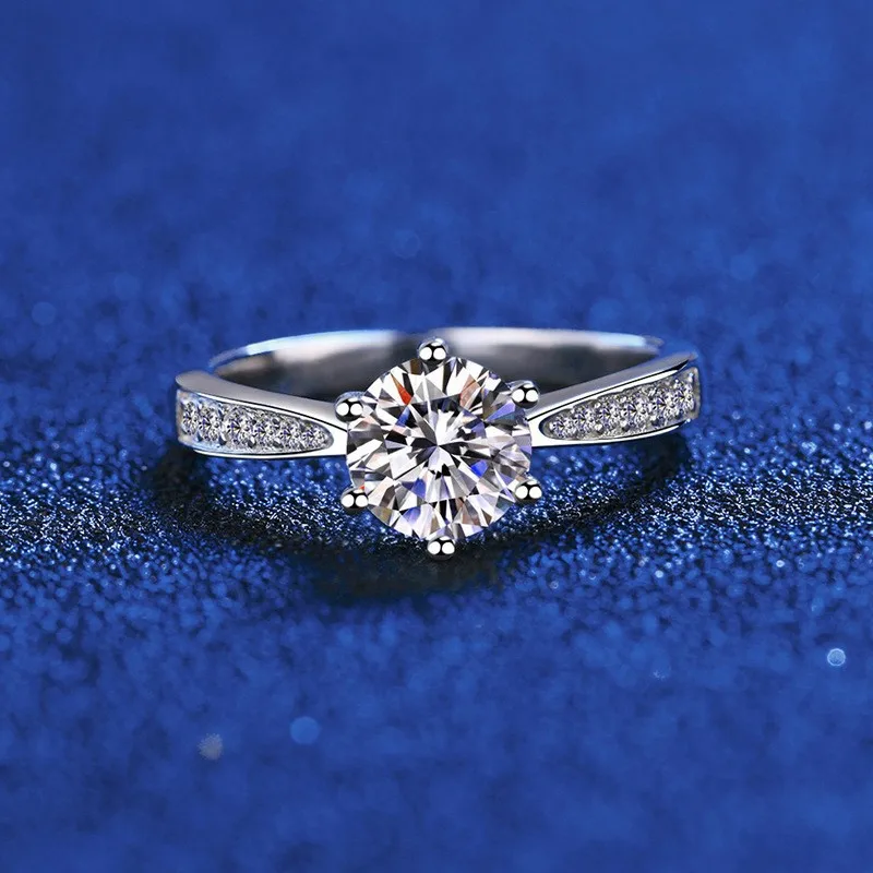 925 Sterling Silver D VVS1 Moissanite Ring Classics for Women Wedding Jewelry Engagement Imitation Diamond 0.5-2CT Fashion Gifts