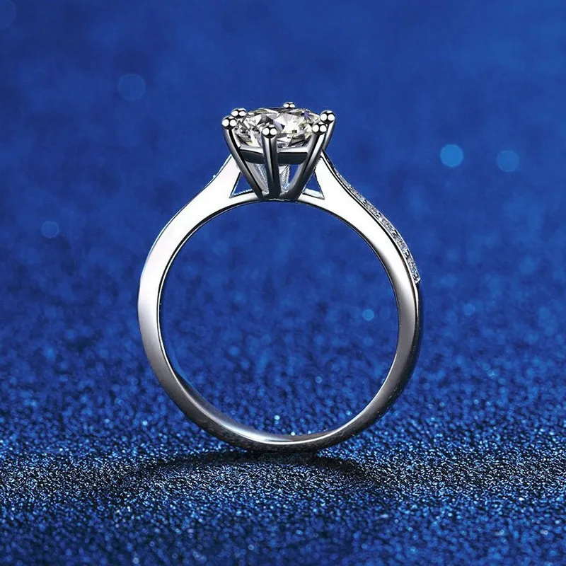 925 Sterling Silver D VVS1 Moissanite Ring Classics for Women Wedding Jewelry Engagement Imitation Diamond 0.5-2CT Fashion Gifts