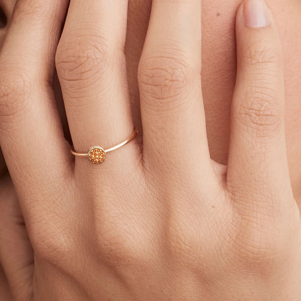 Luxury 12 Colors Pave Zirconia Disc Ring Dainty Round Crystal Stacking Finger Rings For Women Stainless Steel Birthday Gift