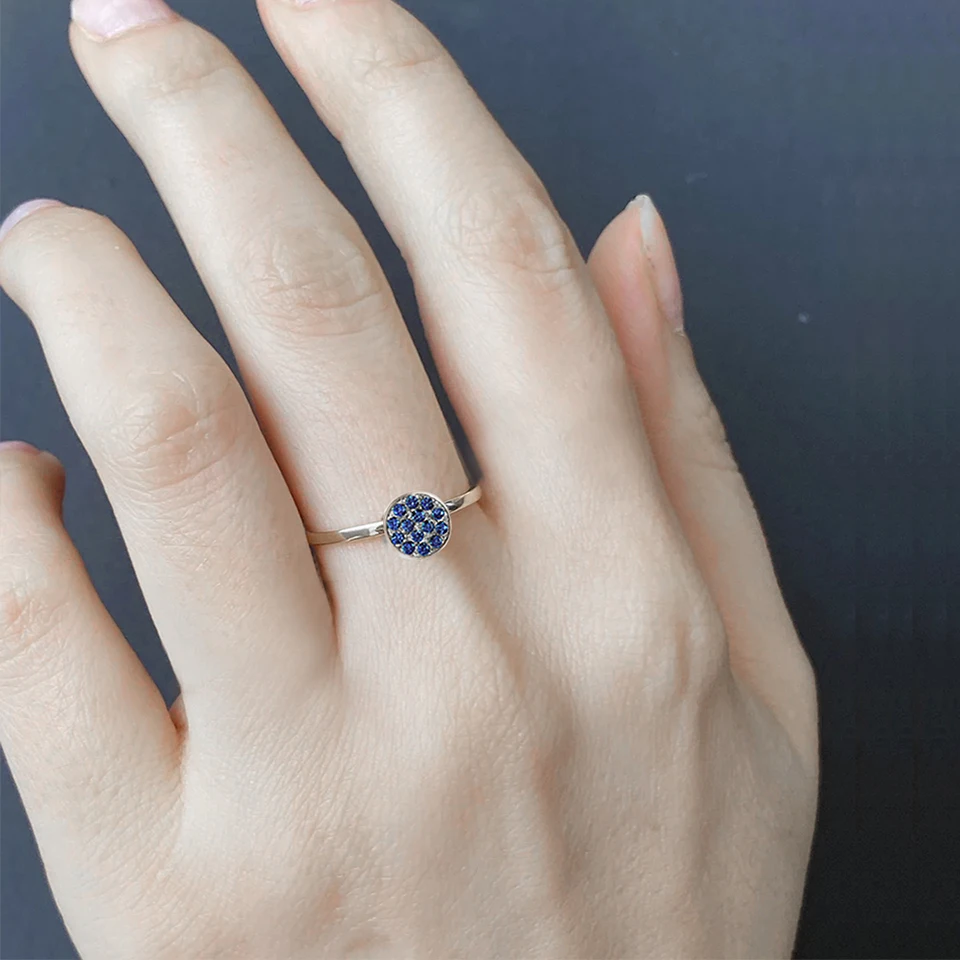 Luxury 12 Colors Pave Zirconia Disc Ring Dainty Round Crystal Stacking Finger Rings For Women Stainless Steel Birthday Gift