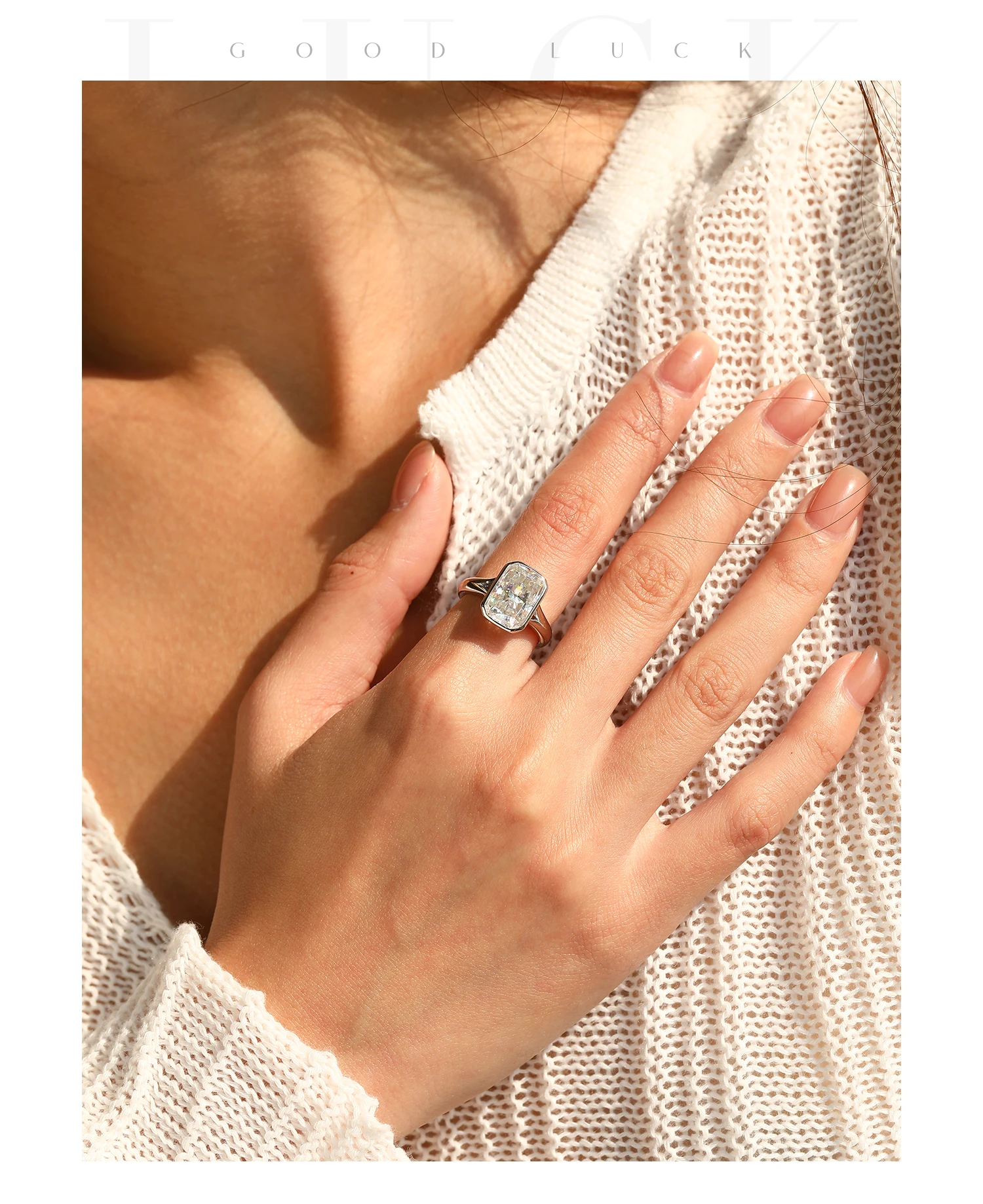 MODIAN 4.5CT D Color Moissanite Ring 925 Sterling Silver Rectangle Lab Diamond Wedding Statement Rings For Women Fine Jewelry