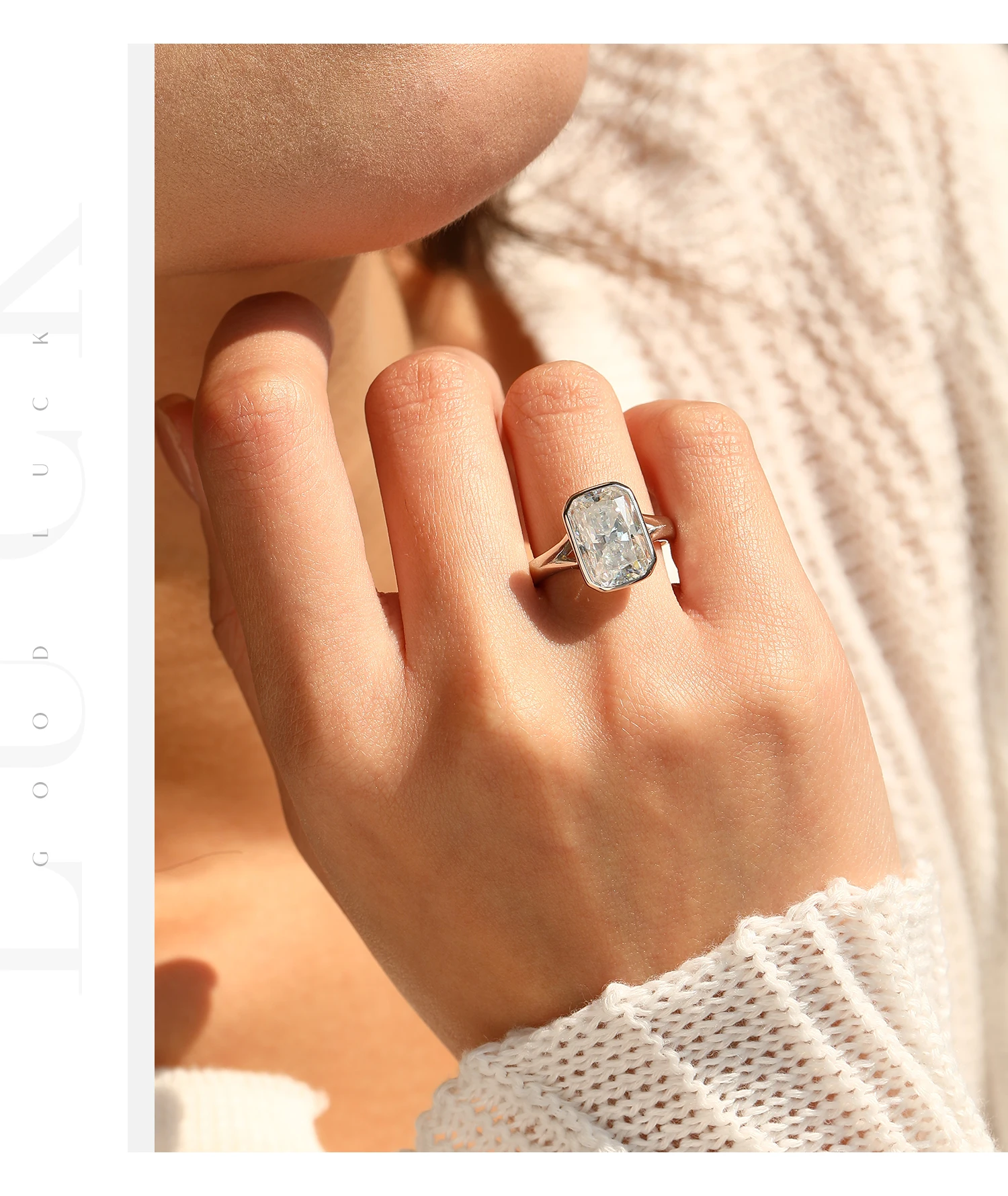 MODIAN 4.5CT D Color Moissanite Ring 925 Sterling Silver Rectangle Lab Diamond Wedding Statement Rings For Women Fine Jewelry