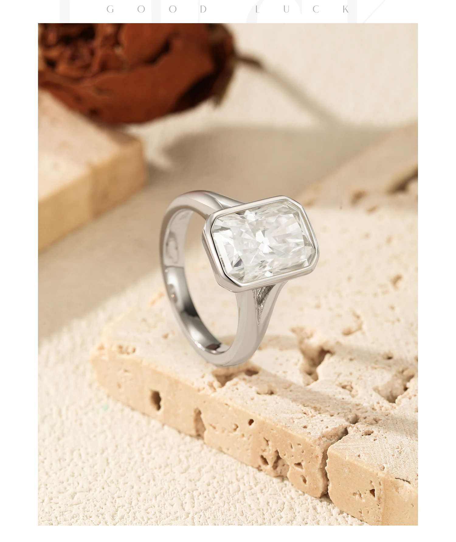 MODIAN 4.5CT D Color Moissanite Ring 925 Sterling Silver Rectangle Lab Diamond Wedding Statement Rings For Women Fine Jewelry