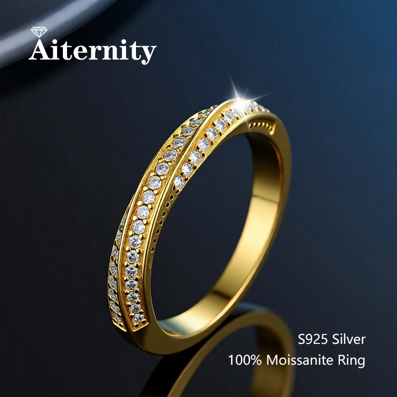 100% Pass Diamond Tester Pen Moissanite Ring Matching Wedding Diamond Band for Women 925 Sterling Silver Female Single Tail Ring