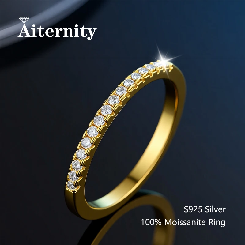 100% Pass Diamond Tester Pen Moissanite Ring Matching Wedding Diamond Band for Women 925 Sterling Silver Female Single Tail Ring