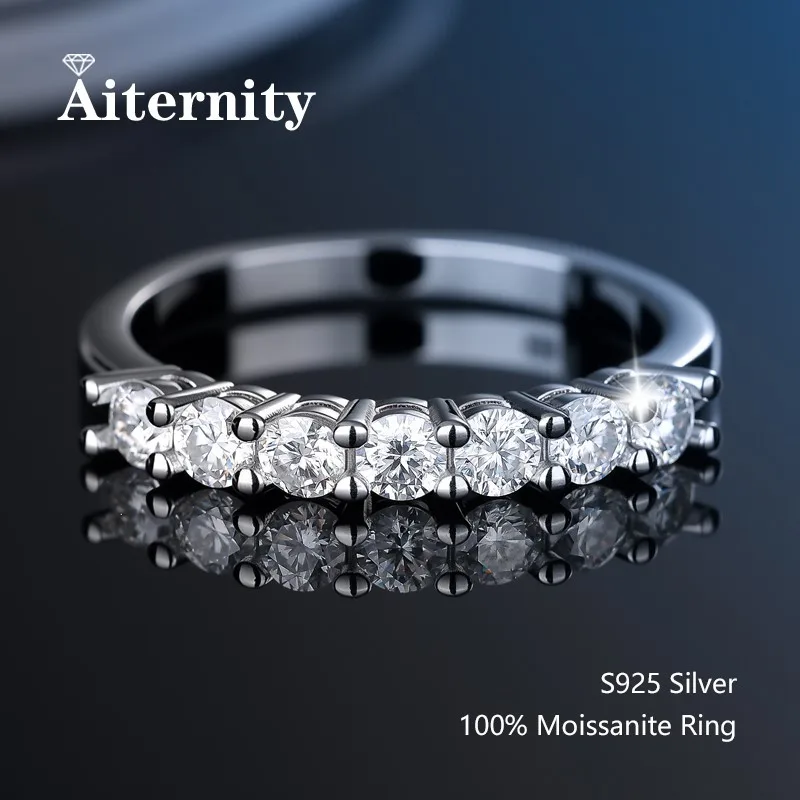 100% Pass Diamond Tester Pen Moissanite Ring Matching Wedding Diamond Band for Women 925 Sterling Silver Female Single Tail Ring