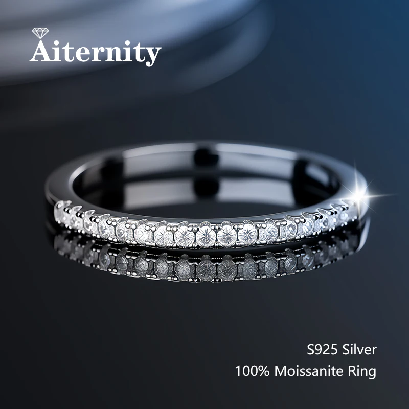 100% Pass Diamond Tester Pen Moissanite Ring Matching Wedding Diamond Band for Women 925 Sterling Silver Female Single Tail Ring