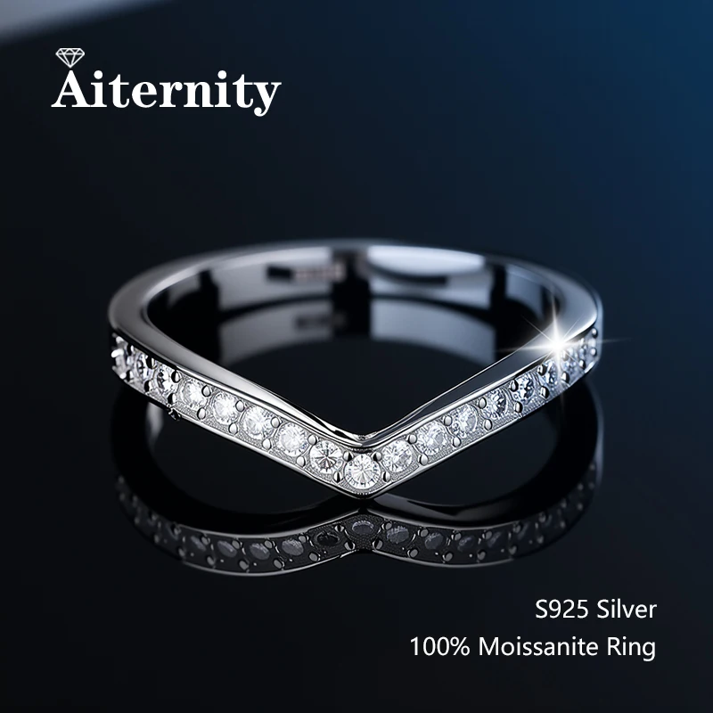 100% Pass Diamond Tester Pen Moissanite Ring Matching Wedding Diamond Band for Women 925 Sterling Silver Female Single Tail Ring