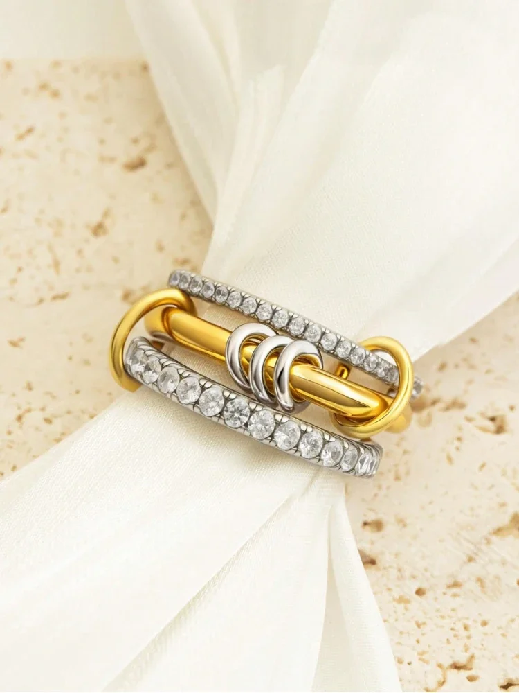 925 Sterling Silver Luxury Gorgeous Versatile Three Interlock Zircon Ring For Women Daily Life Fashion High Quality Fine Jewelry
