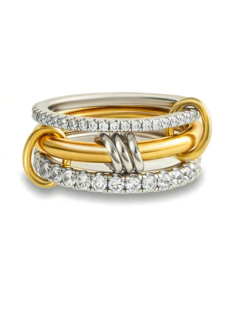925 Sterling Silver Luxury Gorgeous Versatile Three Interlock Zircon Ring For Women Daily Life Fashion High Quality Fine Jewelry