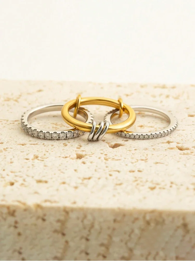 925 Sterling Silver Luxury Gorgeous Versatile Three Interlock Zircon Ring For Women Daily Life Fashion High Quality Fine Jewelry