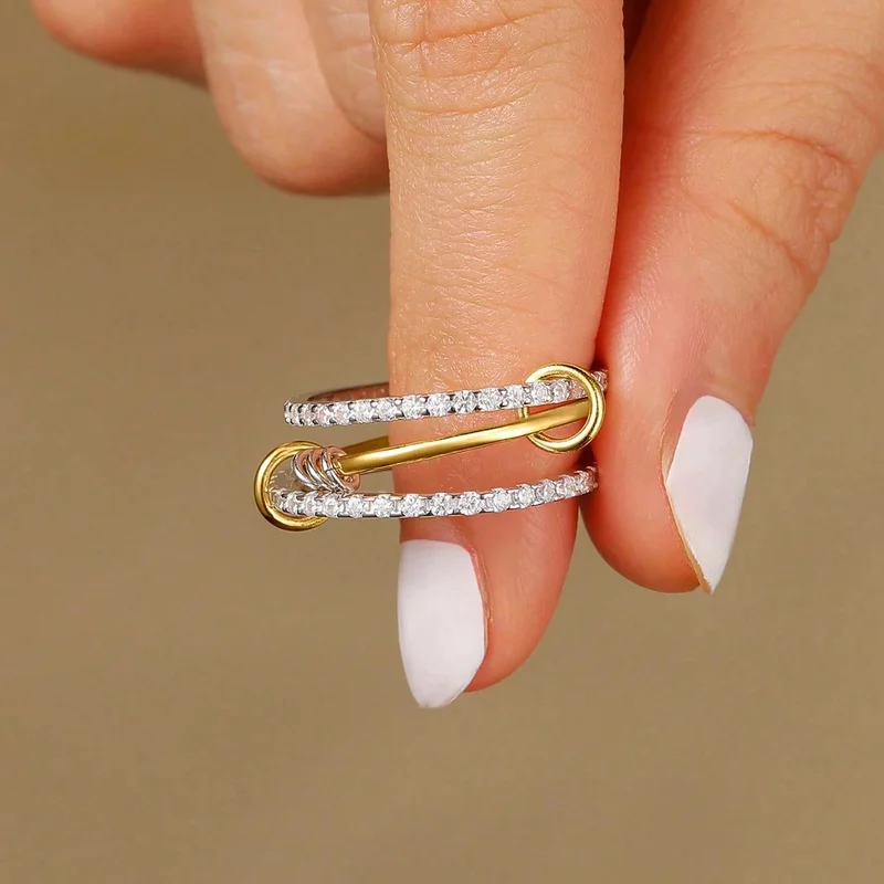 925 Sterling Silver Luxury Gorgeous Versatile Three Interlock Zircon Ring For Women Daily Life Fashion High Quality Fine Jewelry