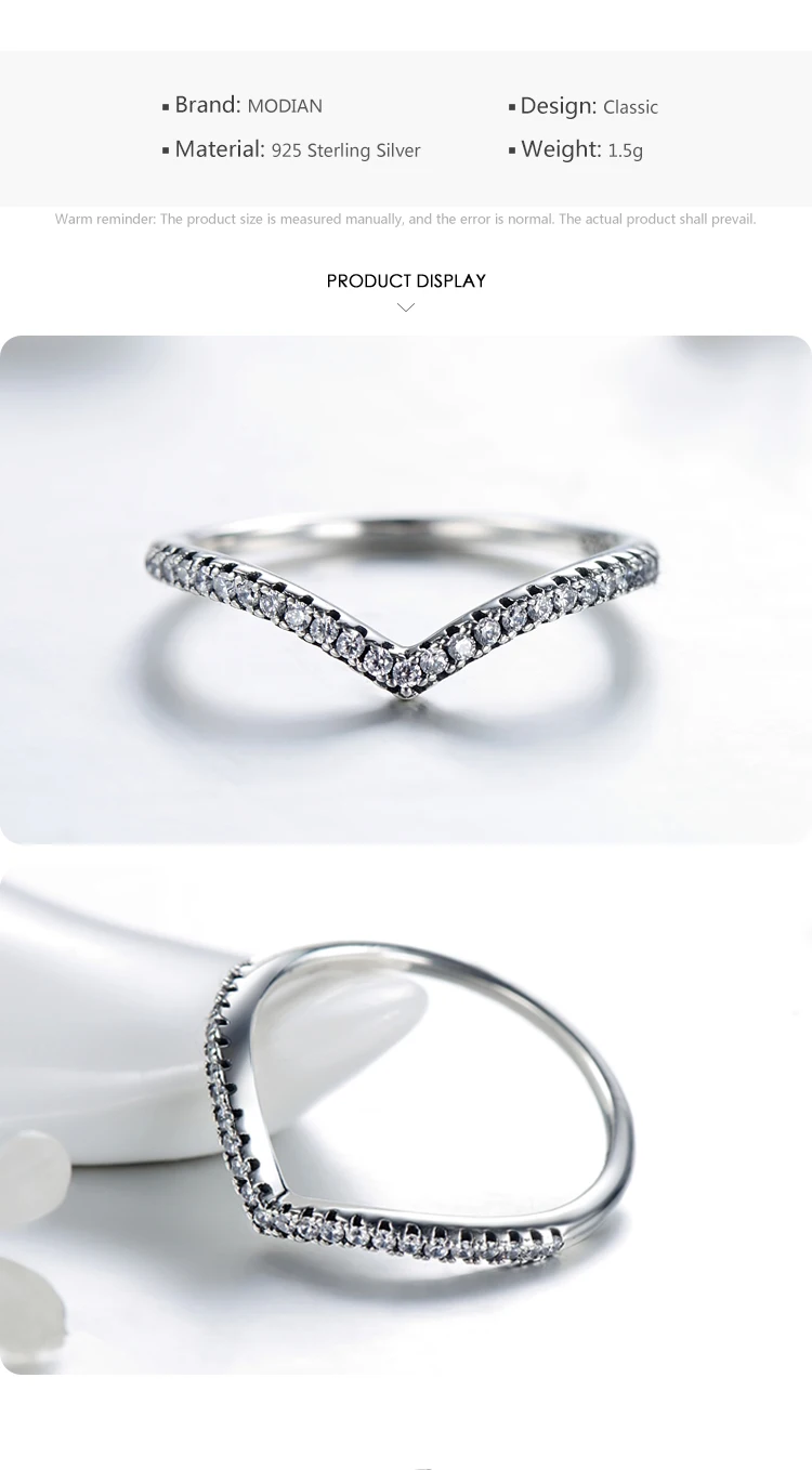 Modian Silver Gold Rose Shining Rings for Women Fashion 100% 925 Sterling Silver Stackable Finger Ring Wedding Statement Jewelry