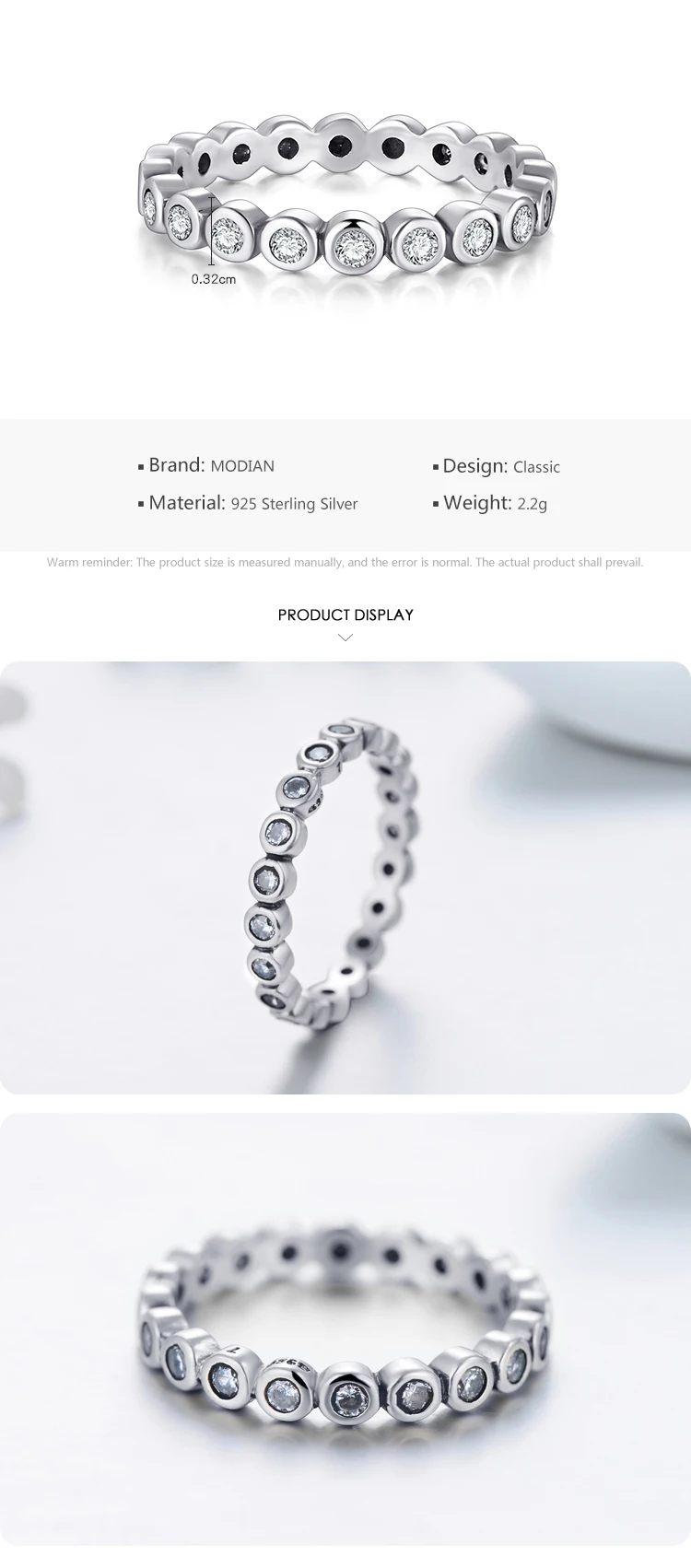 Modian Silver Gold Rose Shining Rings for Women Fashion 100% 925 Sterling Silver Stackable Finger Ring Wedding Statement Jewelry