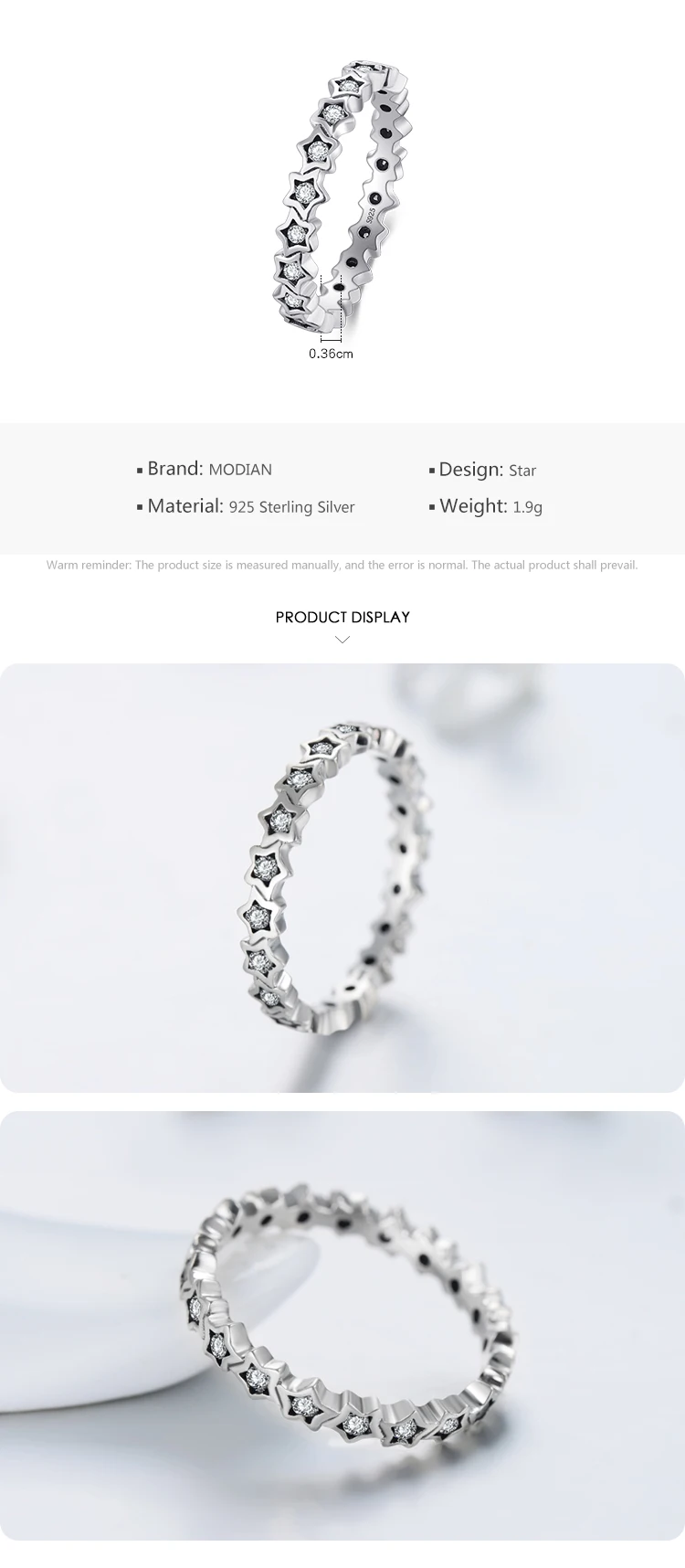 Modian Silver Gold Rose Shining Rings for Women Fashion 100% 925 Sterling Silver Stackable Finger Ring Wedding Statement Jewelry