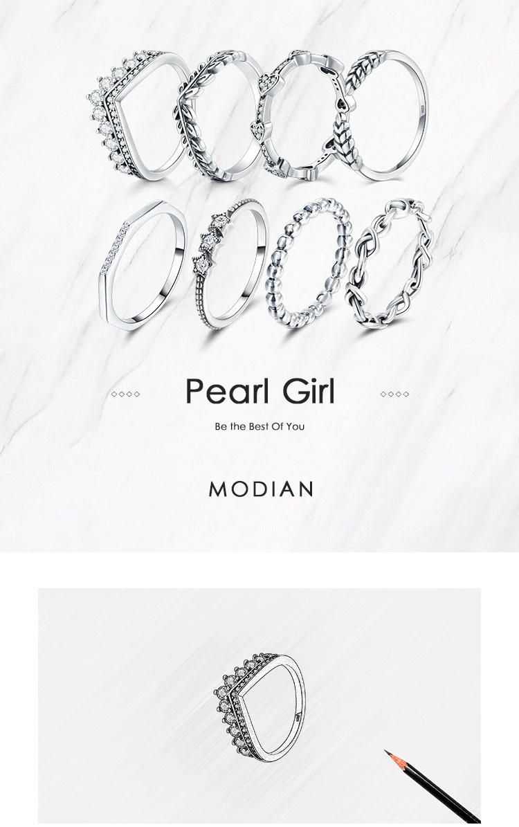Modian Silver Gold Rose Shining Rings for Women Fashion 100% 925 Sterling Silver Stackable Finger Ring Wedding Statement Jewelry