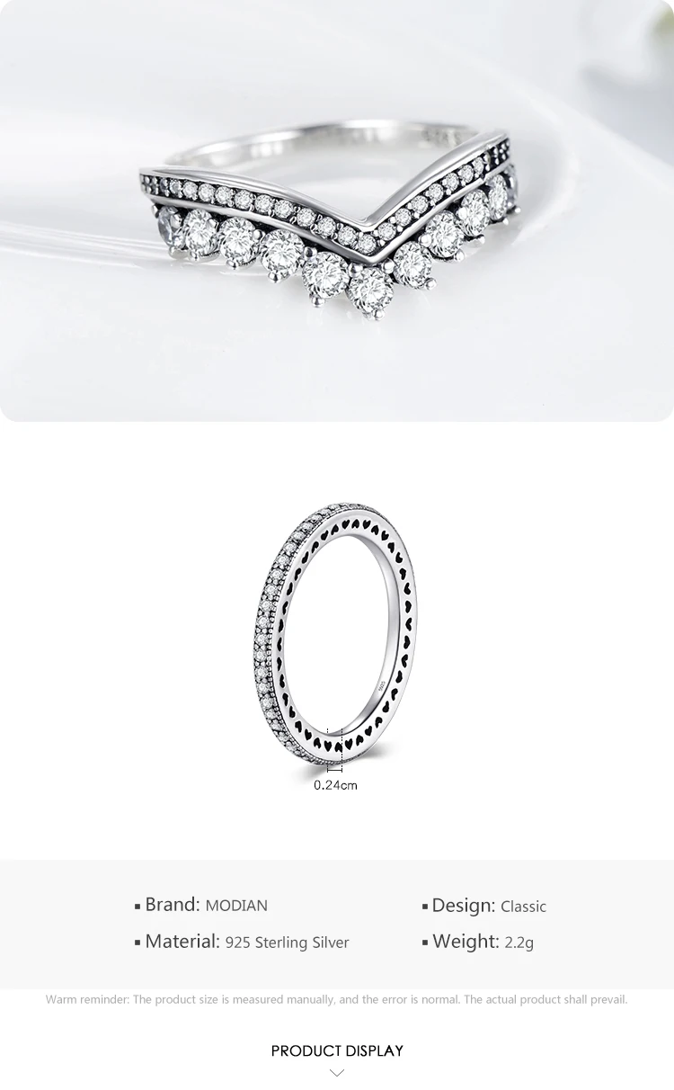 Modian Silver Gold Rose Shining Rings for Women Fashion 100% 925 Sterling Silver Stackable Finger Ring Wedding Statement Jewelry