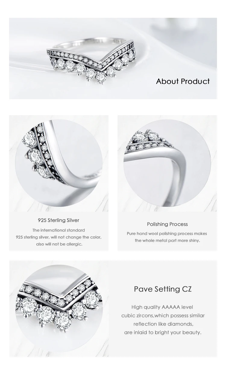 Modian Silver Gold Rose Shining Rings for Women Fashion 100% 925 Sterling Silver Stackable Finger Ring Wedding Statement Jewelry