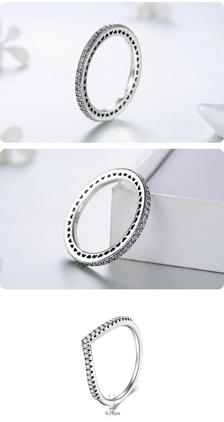 Modian Silver Gold Rose Shining Rings for Women Fashion 100% 925 Sterling Silver Stackable Finger Ring Wedding Statement Jewelry