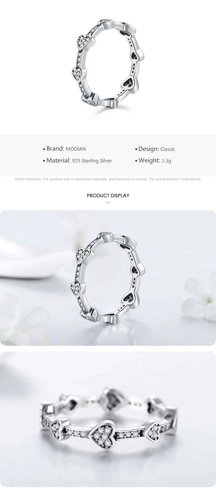 Modian Silver Gold Rose Shining Rings for Women Fashion 100% 925 Sterling Silver Stackable Finger Ring Wedding Statement Jewelry