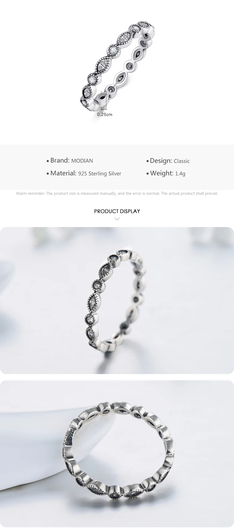 Modian Silver Gold Rose Shining Rings for Women Fashion 100% 925 Sterling Silver Stackable Finger Ring Wedding Statement Jewelry