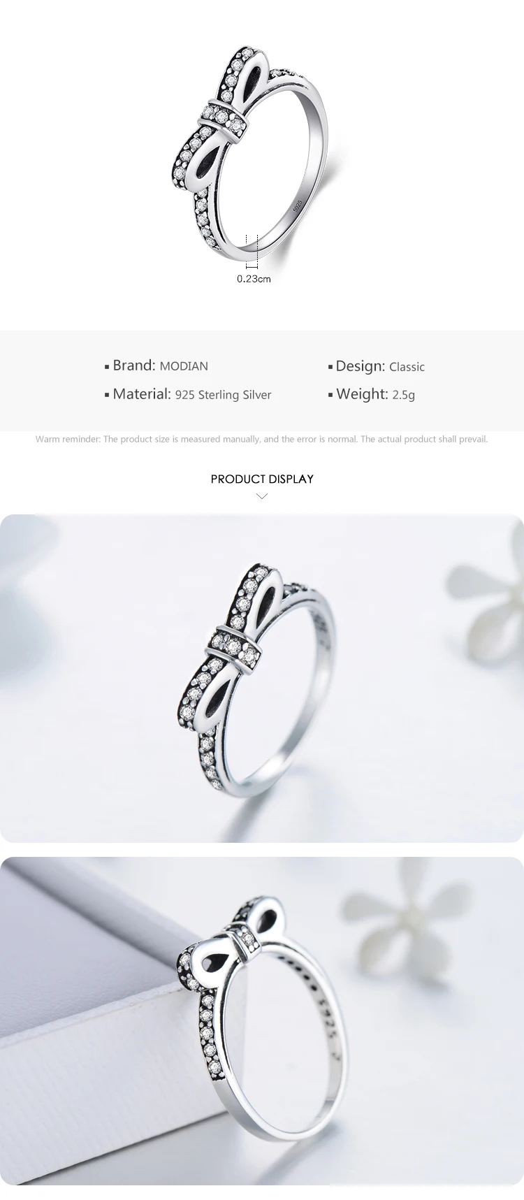 Modian Silver Gold Rose Shining Rings for Women Fashion 100% 925 Sterling Silver Stackable Finger Ring Wedding Statement Jewelry