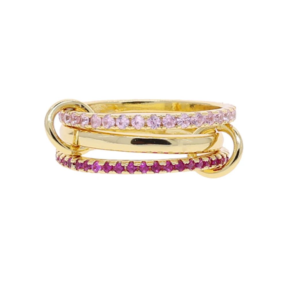 Mix Color Multi Pieces Stacking Engagement Band Link Rings for Women Plain Micro Paved 5A CZ Stack Full Finger Jewelry