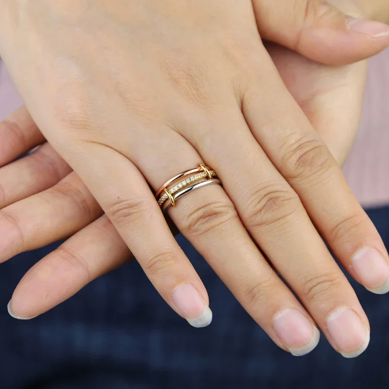 Mix Color Multi Pieces Stacking Engagement Band Link Rings for Women Plain Micro Paved 5A CZ Stack Full Finger Jewelry
