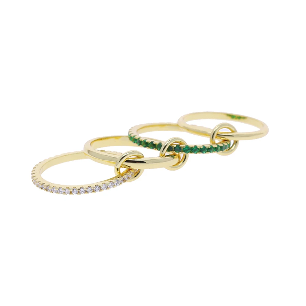 Mix Color Multi Pieces Stacking Engagement Band Link Rings for Women Plain Micro Paved 5A CZ Stack Full Finger Jewelry