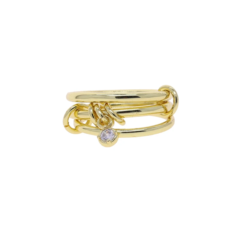 Mix Color Multi Pieces Stacking Engagement Band Link Rings for Women Plain Micro Paved 5A CZ Stack Full Finger Jewelry