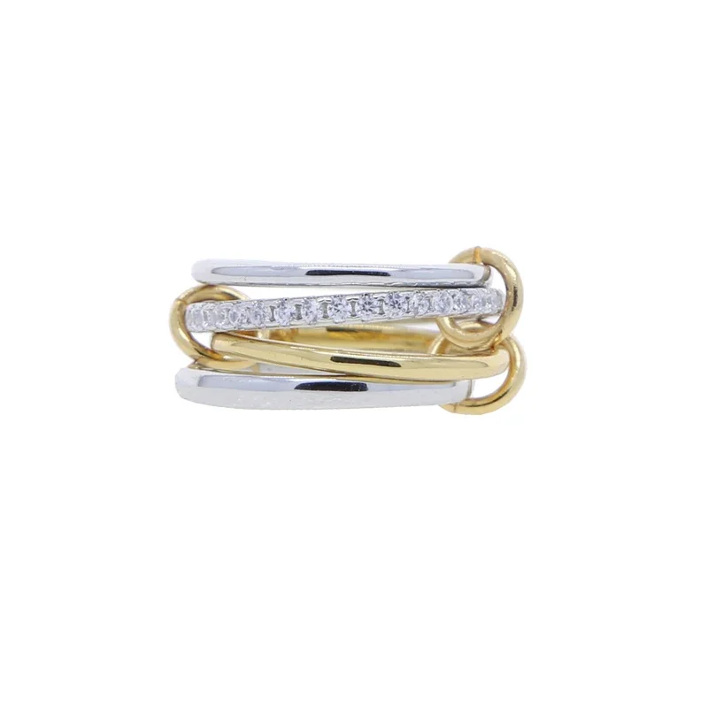 Mix Color Multi Pieces Stacking Engagement Band Link Rings for Women Plain Micro Paved 5A CZ Stack Full Finger Jewelry