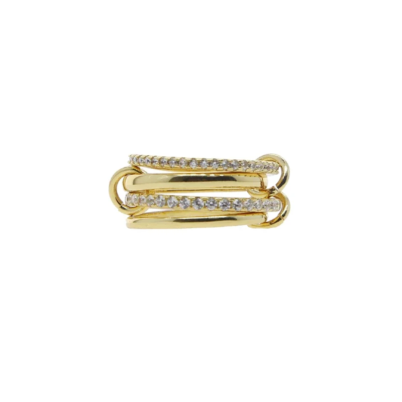 Mix Color Multi Pieces Stacking Engagement Band Link Rings for Women Plain Micro Paved 5A CZ Stack Full Finger Jewelry