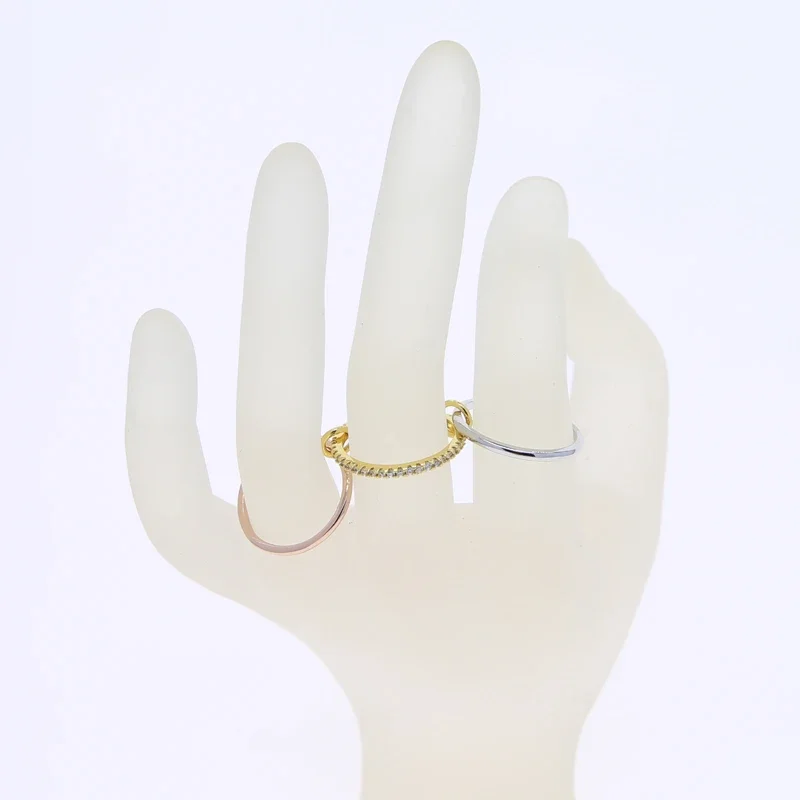 Mix Color Multi Pieces Stacking Engagement Band Link Rings for Women Plain Micro Paved 5A CZ Stack Full Finger Jewelry