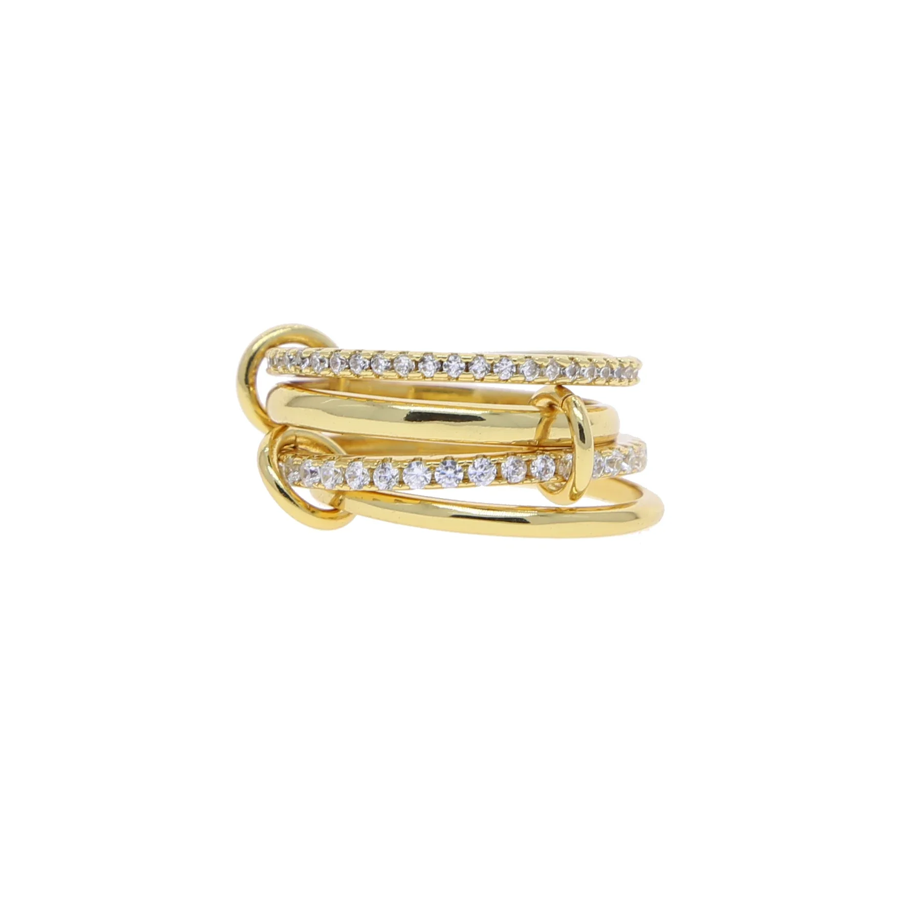 Mix Color Multi Pieces Stacking Engagement Band Link Rings for Women Plain Micro Paved 5A CZ Stack Full Finger Jewelry