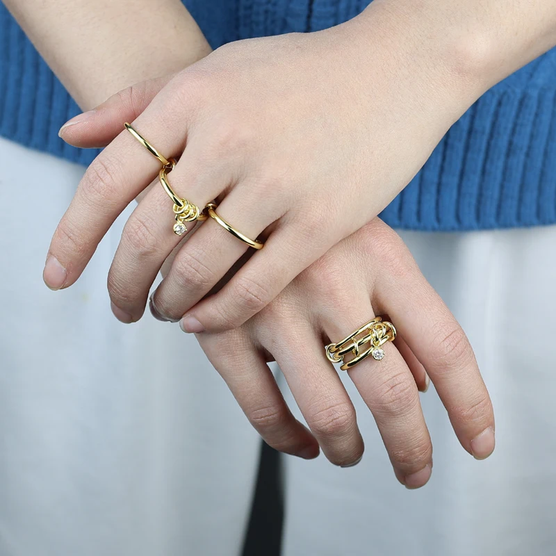Mix Color Multi Pieces Stacking Engagement Band Link Rings for Women Plain Micro Paved 5A CZ Stack Full Finger Jewelry