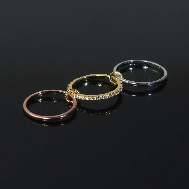 Mix Color Multi Pieces Stacking Engagement Band Link Rings for Women Plain Micro Paved 5A CZ Stack Full Finger Jewelry