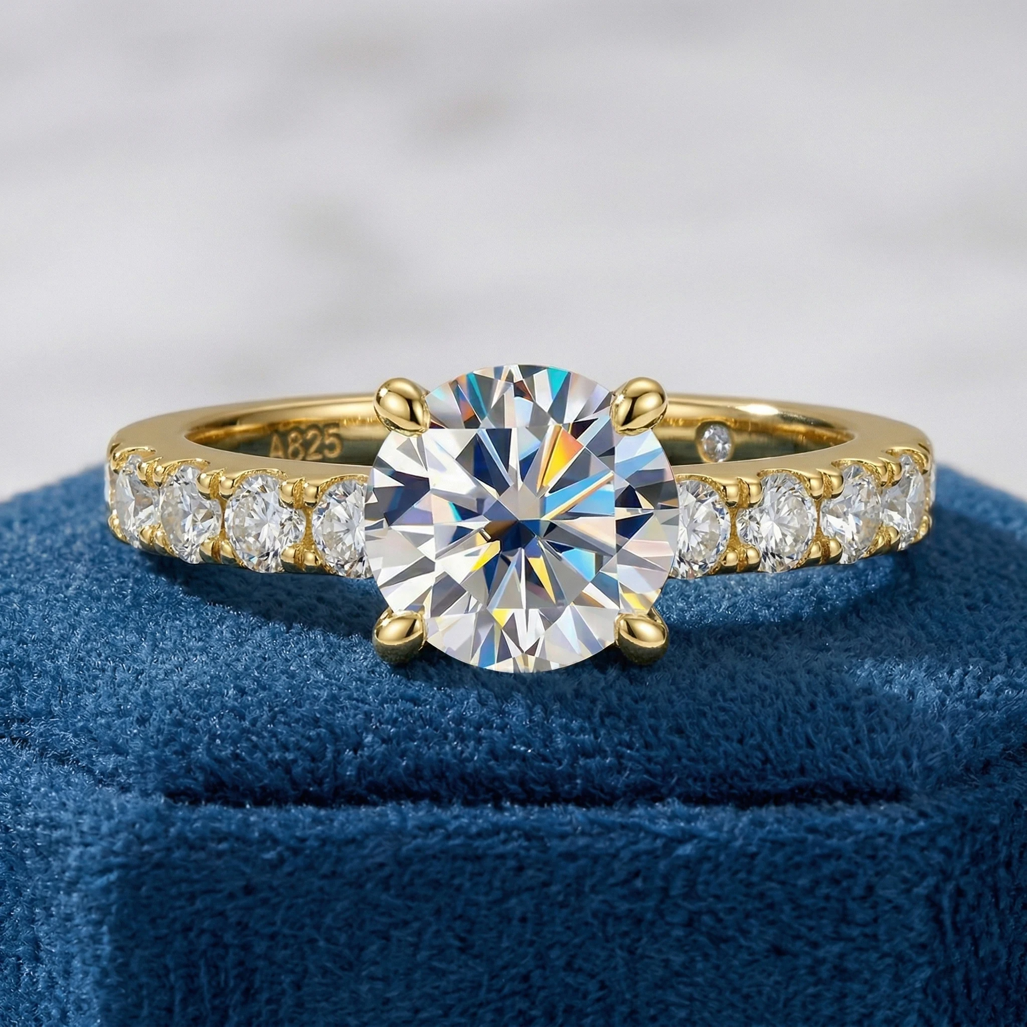 3.5 Carat D Color VVS1 Round Moissanite Ring, 4 Prong, 925 Silver, Wedding Ring Jewelry Gift, Pass Diamond Tester
