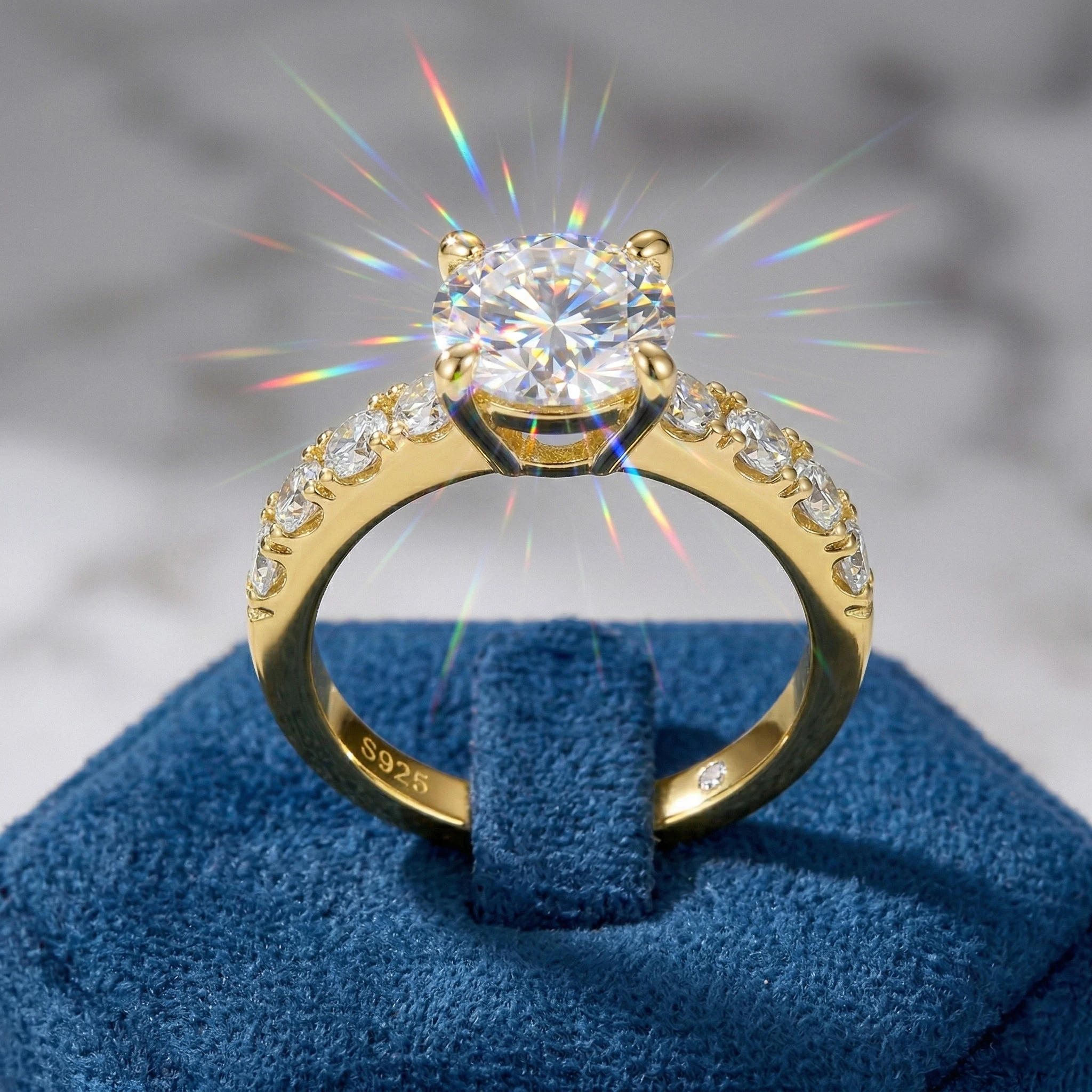3.5 Carat D Color VVS1 Round Moissanite Ring, 4 Prong, 925 Silver, Wedding Ring Jewelry Gift, Pass Diamond Tester