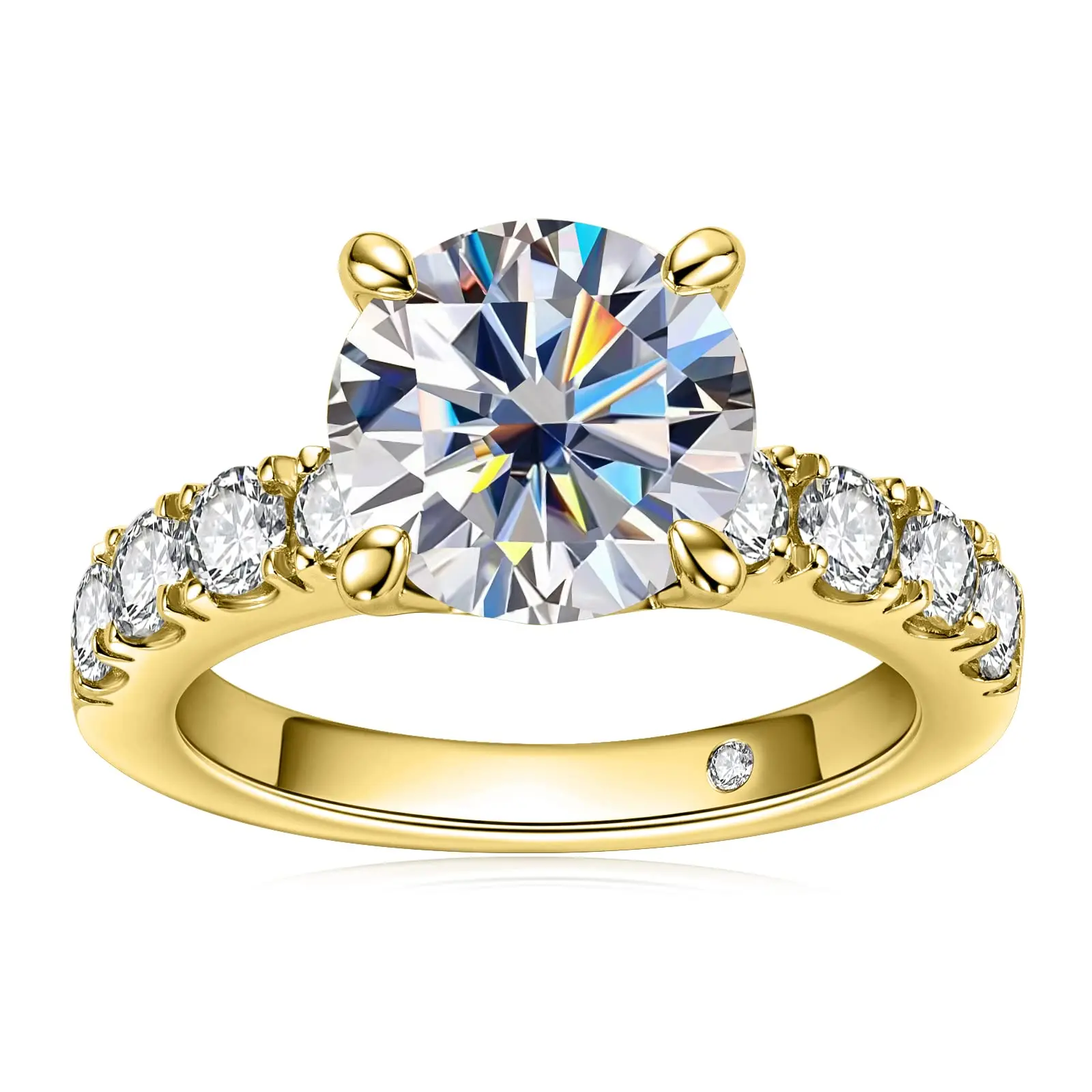 3.5 Carat D Color VVS1 Round Moissanite Ring, 4 Prong, 925 Silver, Wedding Ring Jewelry Gift, Pass Diamond Tester